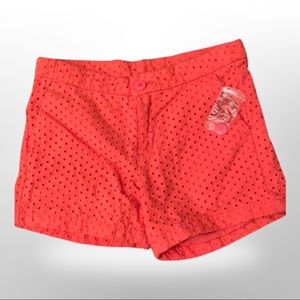 Girls Uniqlo Eyelet Shorts in Coral Size 11